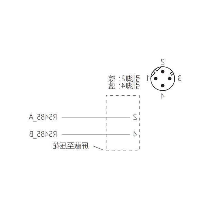 M12 4Pin D-coded、公头直型、单端预铸PUR柔性电缆、黑色护套、64SD35-XXX